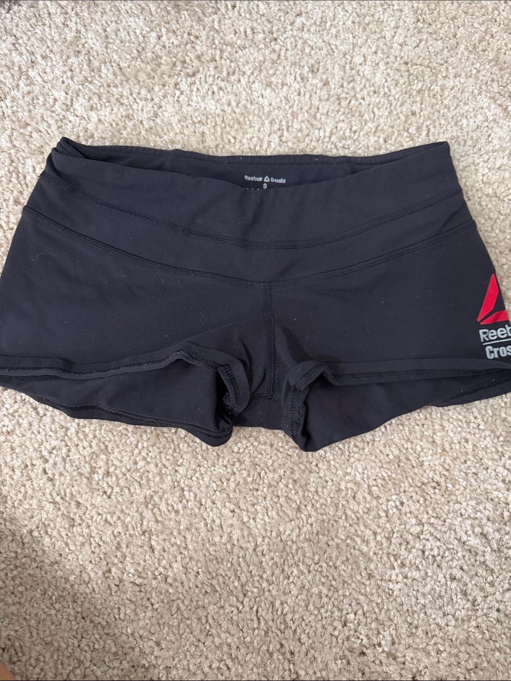 Reebok Black Women’s CrossFit Training Bike Shorts with Red Logo